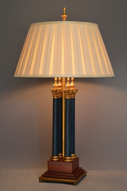 Verplicht partij Marine Traditioneel | Quadruple medium tafellamp, blauw en goud. - Empel  Collections